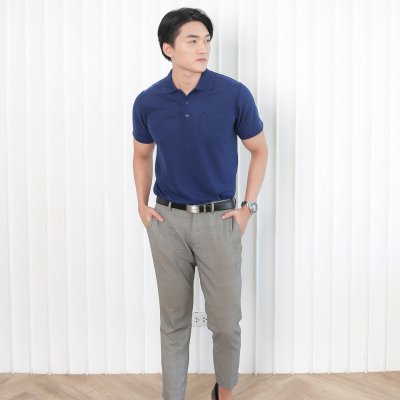 เสื้อโปโล รุ่นมีกระเป๋า สีกรมท่า