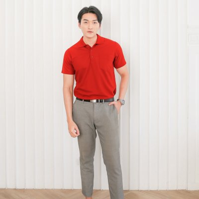 เสื้อโปโล "รุ่นมีกระเป๋า" สีแดง เสื้อโปโล "รุ่นมีกระเป๋า" สีแดง