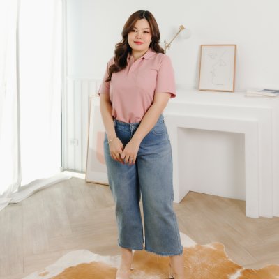 เสื้อโปโล รุ่นมีกระเป๋า สีชมพูกุหลาบ