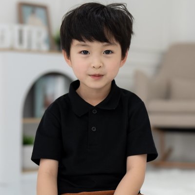 เสื้อโปโลเด็ก สไตล์มินิมอล สีดำ