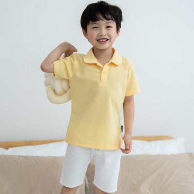 เสื้อโปโลเด็ก สไตล์มินิมอล สีเหลืองบัตเตอร์