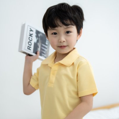 เสื้อโปโลเด็ก สไตล์มินิมอล สีเหลืองบัตเตอร์