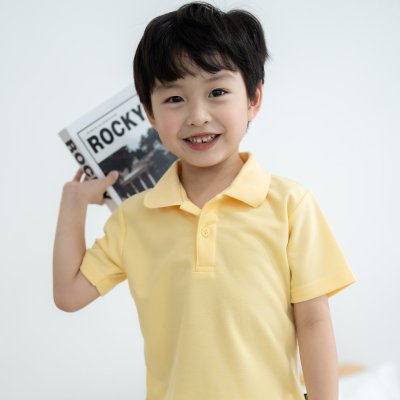 เสื้อโปโลเด็ก สไตล์มินิมอล สีเหลืองบัตเตอร์