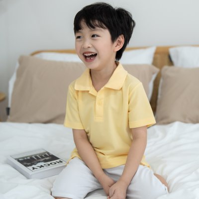 เสื้อโปโลเด็ก สไตล์มินิมอล สีเหลืองบัตเตอร์