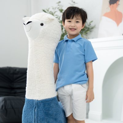 เสื้อโปโลเด็ก สไตล์มินิมอล สีฟ้าเฟรนช์บลู