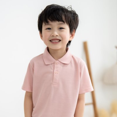 เสื้อโปโลเด็ก สไตล์มินิมอล สีชมพูเลิฟลี่พิ้งค์