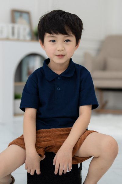 เสื้อโปโลเด็ก สไตล์มินิมอล สีกรมท่า