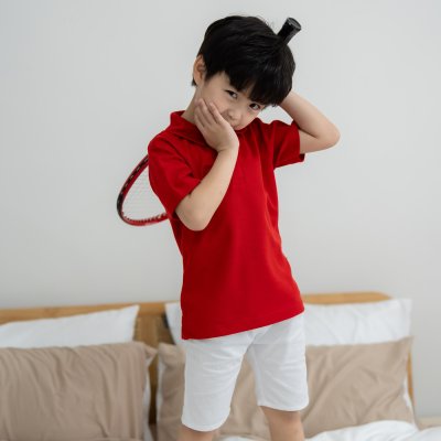 เสื้อโปโลเด็ก สไตล์มินิมอล สีแดง เสื้อโปโลเด็ก สไตล์มินิมอล สีแดง