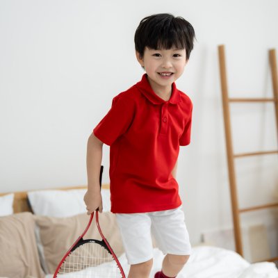 เสื้อโปโลเด็ก สไตล์มินิมอล สีแดง เสื้อโปโลเด็ก สไตล์มินิมอล สีแดง