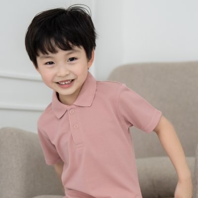 เสื้อโปโลเด็ก สไตล์มินิมอล สีชมพูกุหลาบ