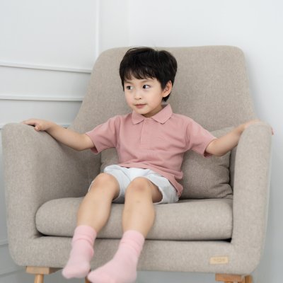 เสื้อโปโลเด็ก สไตล์มินิมอล สีชมพูกุหลาบ