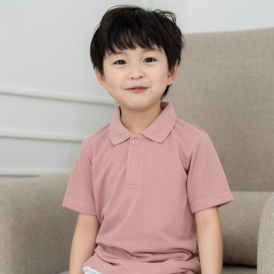 เสื้อโปโลเด็ก สไตล์มินิมอล สีชมพูกุหลาบ