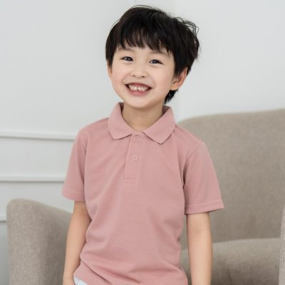 เสื้อโปโลเด็ก สไตล์มินิมอล สีชมพูกุหลาบ