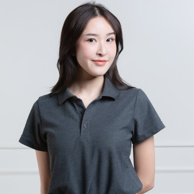 เสื้อโปโลหญิง "ทรงเว้าเอว" สีเทาดำท็อปดราย