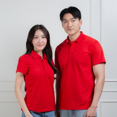 เสื้อโปโลหญิง "ทรงเว้าเอว" สีแดง เสื้อโปโลหญิง "ทรงเว้าเอว" สีแดง