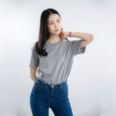 HAPPY TEE เสื้อยืด คอกลม แขนสั้น - สีเทาท็อปดราย