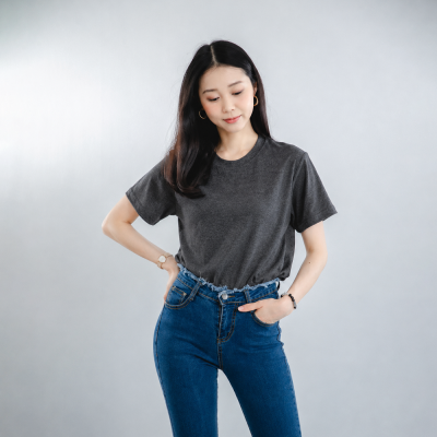 HAPPY TEE Unisex Crew Neck T-Shirt - Dark Grey