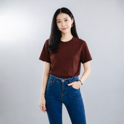 HAPPY TEE Unisex Crew Neck T-Shirt - Brown