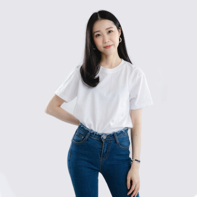 HAPPY TEE เสื้อยืด คอกลม แขนสั้น - สีขาว