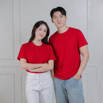 HAPPY TEE UNISEX T-SHIRT - สีแดง