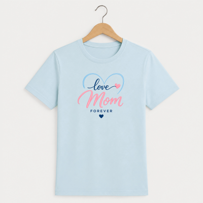HAPPY TEE UNISEX T-SHIRT - Love Mom Forever (Blue)