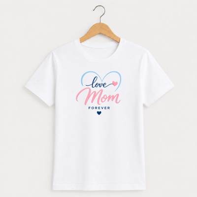 HAPPY TEE UNISEX T-SHIRT - Love Mom Forever (White)
