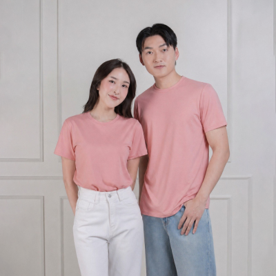 HAPPY TEE UNISEX T-SHIRT - สีชมพูกุหลาบ