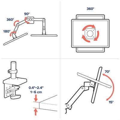 แขนจับจอ, ขาตั้งจอคอมพิวเตอร์, Ergotron, LX Pro Dual Side-by-Side Arm, EGT-45-686-292, 45-686-292