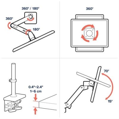 แขนจับจอ, ขาตั้งจอคอมพิวเตอร์, Ergotron, LX Pro Dual Stacking Arm, EGT-45-690-292, 45-690-292