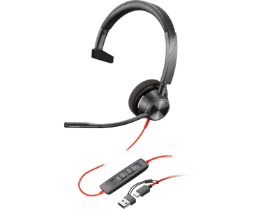 ชุดหูฟัง, Headset, Poly, Poly Blackwire 3310, Blackwire 3310 Monaural, Microsoft Teams Certified, 8X216AA, 214011-101