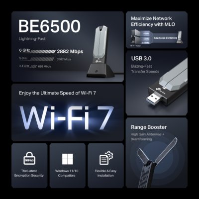 อุปกรณ์เน็ตเวิร์ค, Network, เครือข่ายไวไฟ, Router, TP-Link, TP-Link BE6500, Wi-Fi 7 High Gain Wireless, Archer TBE400UH