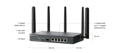 อุปกรณ์เน็ตเวิร์ค, Network, เราเตอร์, Router, Bussiness Router, TP-LINK, TP-Link AB17870, Omada 4G+ Cat6 AX3000 Gigabit, AB17870