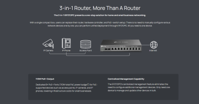 อุปกรณ์เน็ตเวิร์ค, Network, เราเตอร์, Router, Bussiness Router, TP-LINK, TP-Link ER7212PC, Omada Gigabit, PoE+ Ports, AT0A989