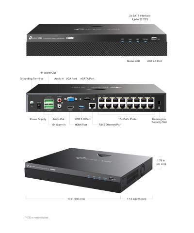 อุปกรณ์เน็ตเวิร์ค, Network, Network Video Recorder, NVR PoE, TP-LINK, TP-LINK NVR2016H-16P, NVR2016H-16P