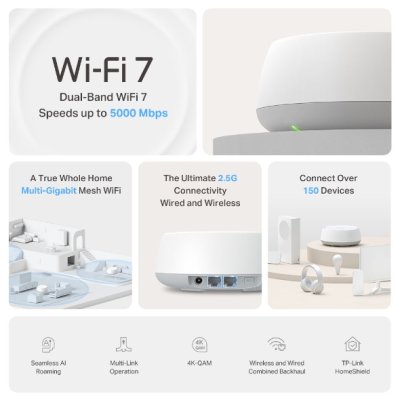 อุปกรณ์เน็ตเวิร์ค, Network, เครือข่ายไวไฟ, Deco Mesh Wi-Fi, TP-LINK, TP-Link BE5000, Wi-Fi 7, Deco BE25
