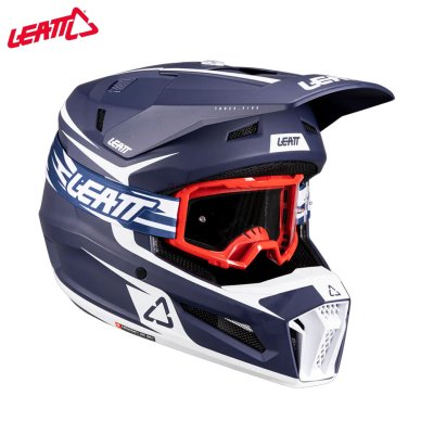 LEATT HELMET KIT MOTO 3.5 BLUE WITH 3.5 GOGGLE LEATT HELMET KIT MOTO 3.5 BLUE WITH 3.5 GOGGLE