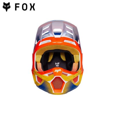 FOX V2 RKANE  HELMET, ECE  ORANGE/BLUE