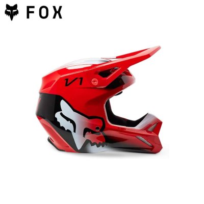 FOX V1 TOXSYK HELMET, DOT/ECE   FLUORESCENT  RED