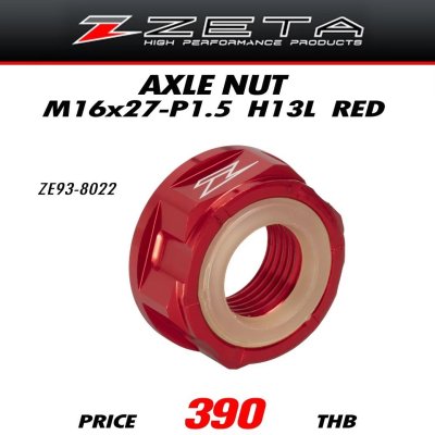 ZETA AXLE NUT M16x24-P1.5 H13L RED