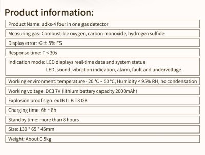 Multi Gas Detector ET-93A 4 in 1 