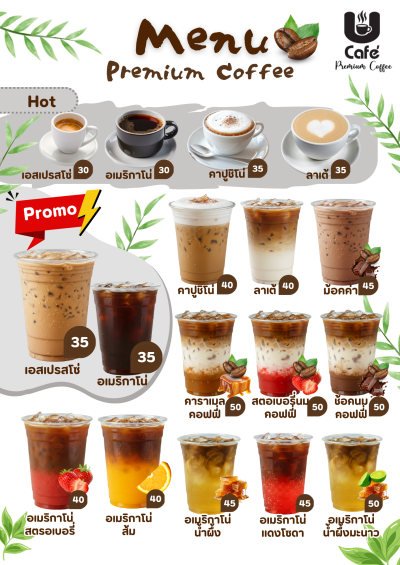 ป้ายเมนูA4เคลือบแข็ง