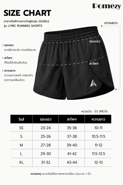 POMEZY - LYRIC Running Shorts กางเกงวิ่งผู้หญิง (ไม่มีซับใน)