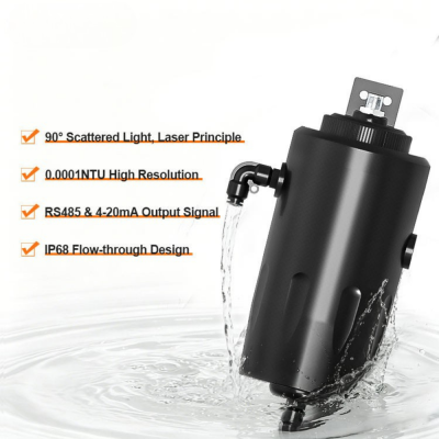 REMOND Laser Turbidity Sensor High Precision 0.0001NTU Turbidity Meter Flow-through Water Turbidity Probe Sensor