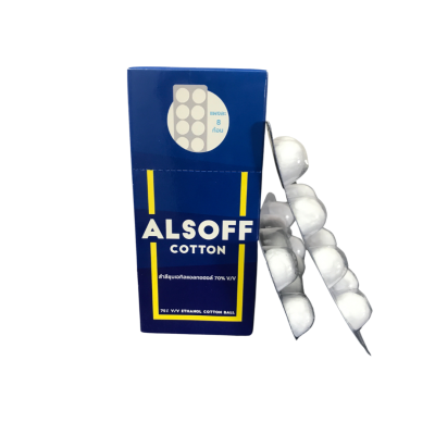 Alsoff สำลีชุบแอลกอฮอล์  บรรจุ 12 แผง/กล่อง จำนวน 10 กล่อง