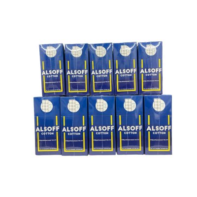 Alsoff สำลีชุบแอลกอฮอล์  บรรจุ 12 แผง/กล่อง จำนวน 10 กล่อง
