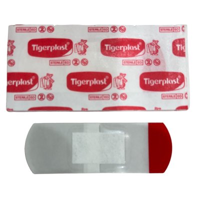 Tigerplast พลาสเตอร์ใสกันน้ำ 25mm x 72mm บรรจุ 10 ชิ้น/กล่อง