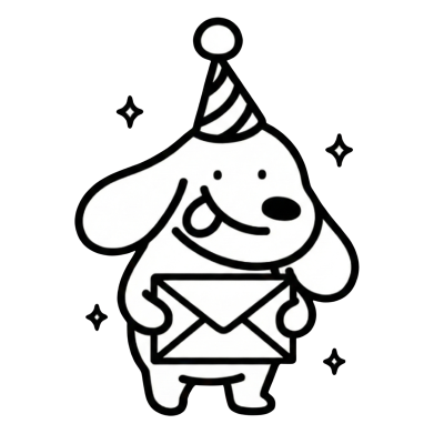 Pawty Time mascot holding an envelope