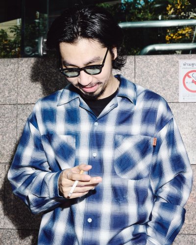 Love and destroy Shadow Plaid Navy White Shirt Love and destroy Shadow Plaid Navy White Shirt