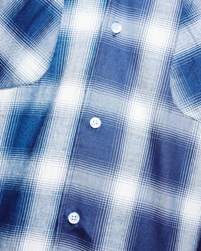 Love and destroy Shadow Plaid Navy White Shirt