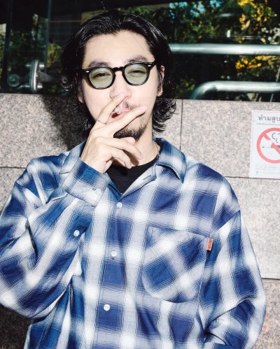 Love and destroy Shadow Plaid Navy White Shirt Love and destroy Shadow Plaid Navy White Shirt